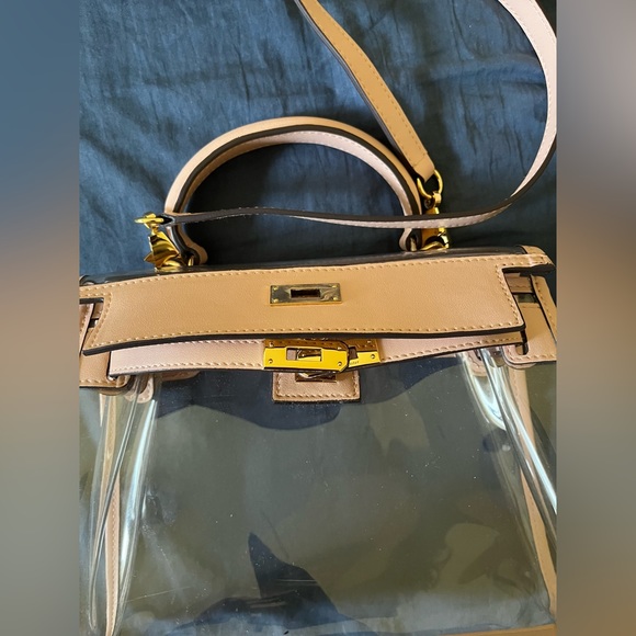 Clear bag with baby pink detailing; unsure of the brand-looks like a Kelly bag - Picture 3 of 5